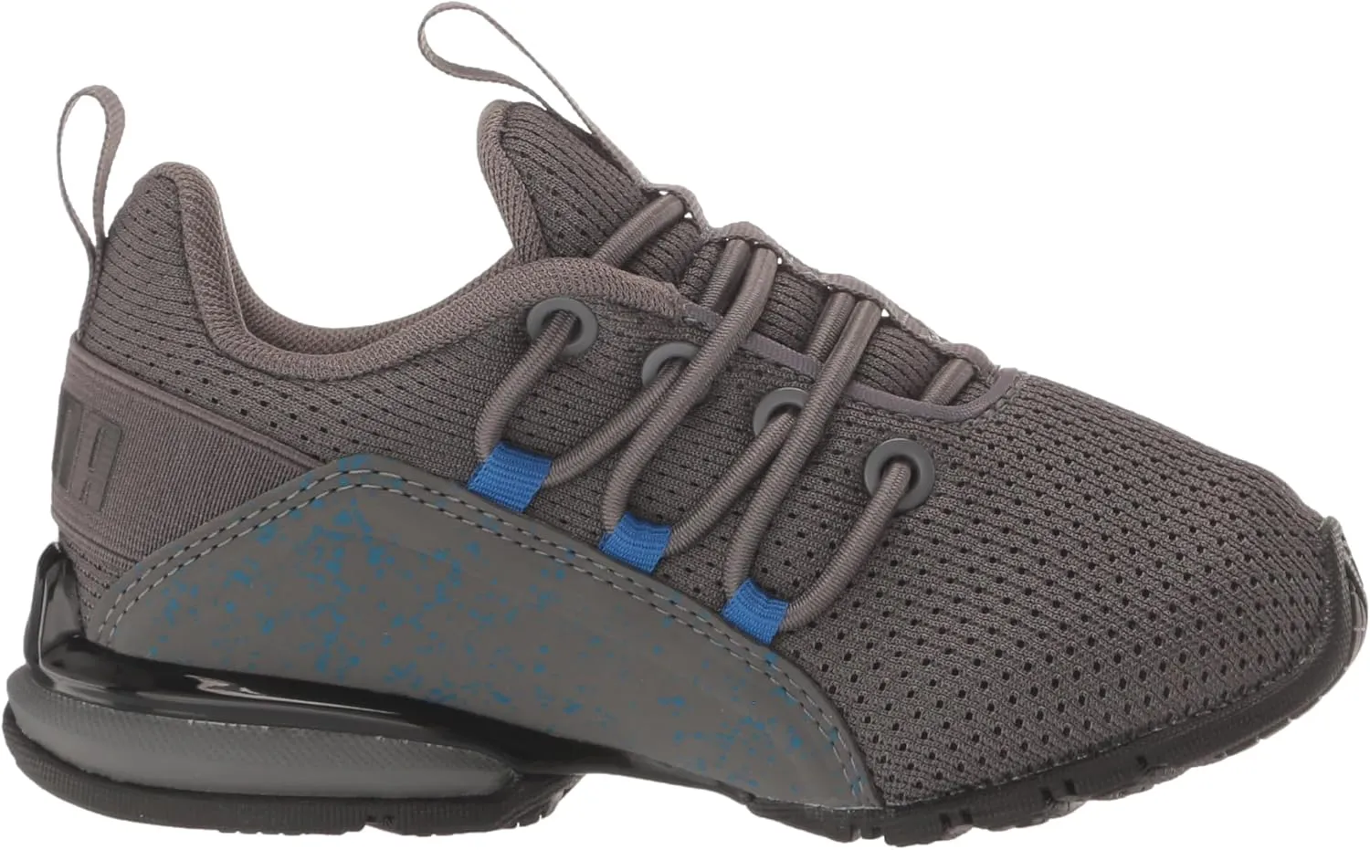 PUMA Unisex-Child Axelion Spirit Indoor Training Alternate Closure Sneaker, Castlerock Black-Victoria Blue, 2.5 US Little Kid