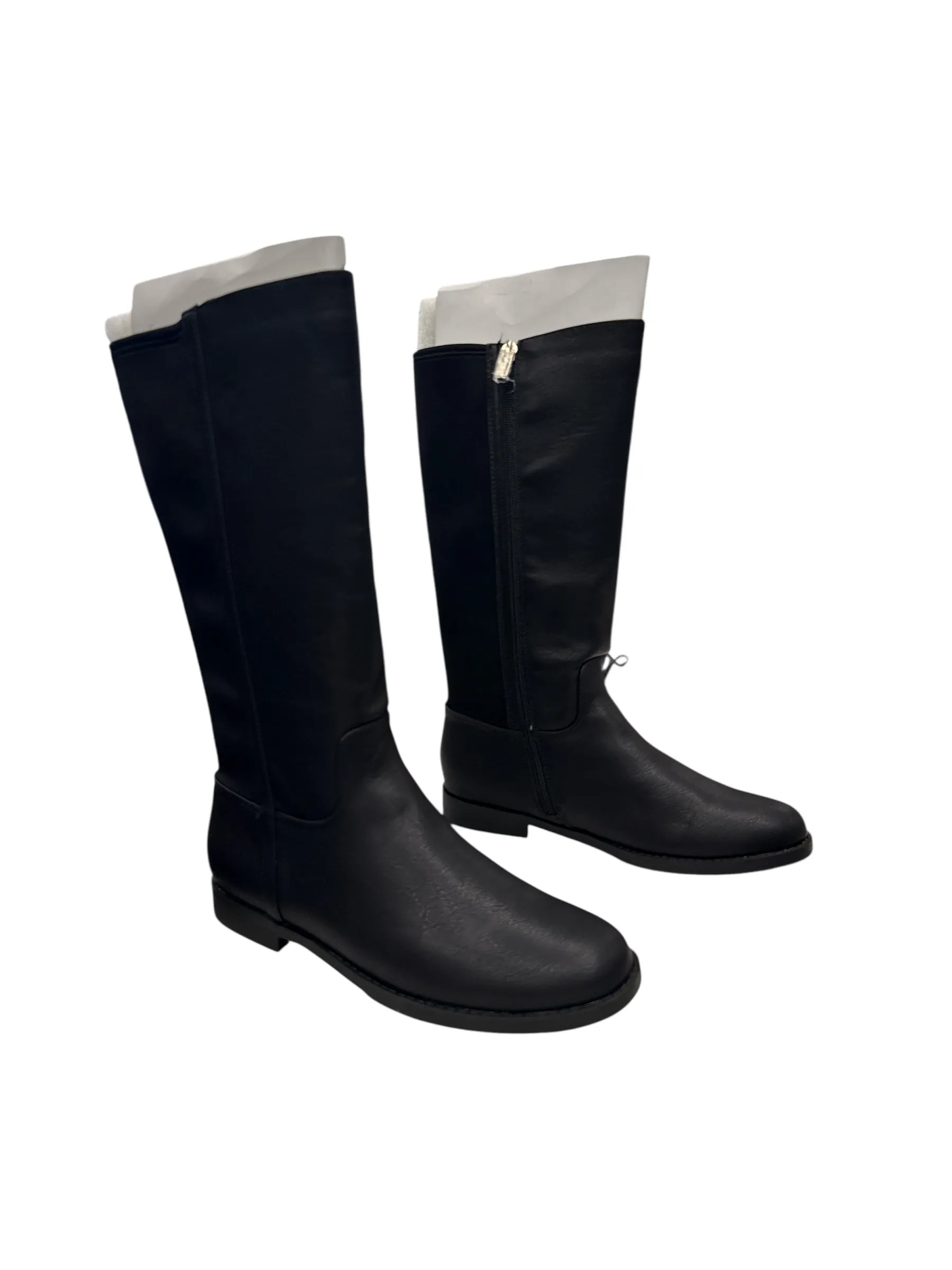 Rubber Sole Factory Worker BOOTS KNEE FLATS by KENNETH COLE In BLACK, Size: 6