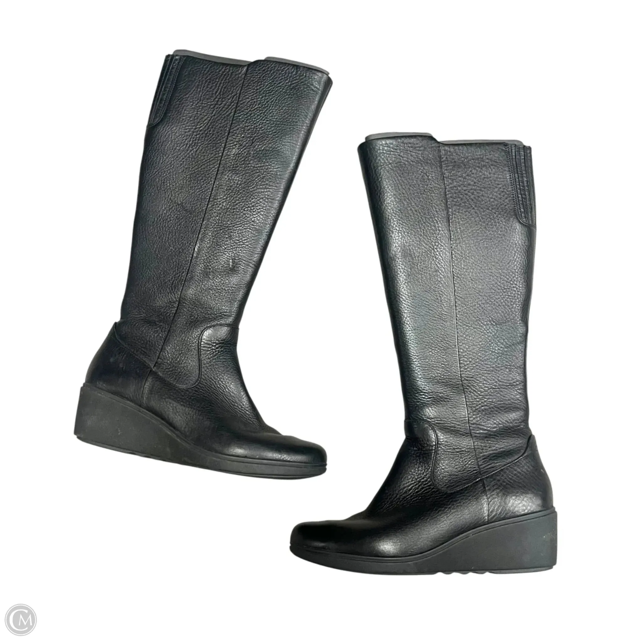 Soft Insole Boots Knee Heels By Clarks In Black, Size: 6