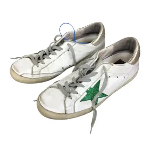 Shoes Luxury Designer By Golden Goose In Green & White, Size: 7 High Arch