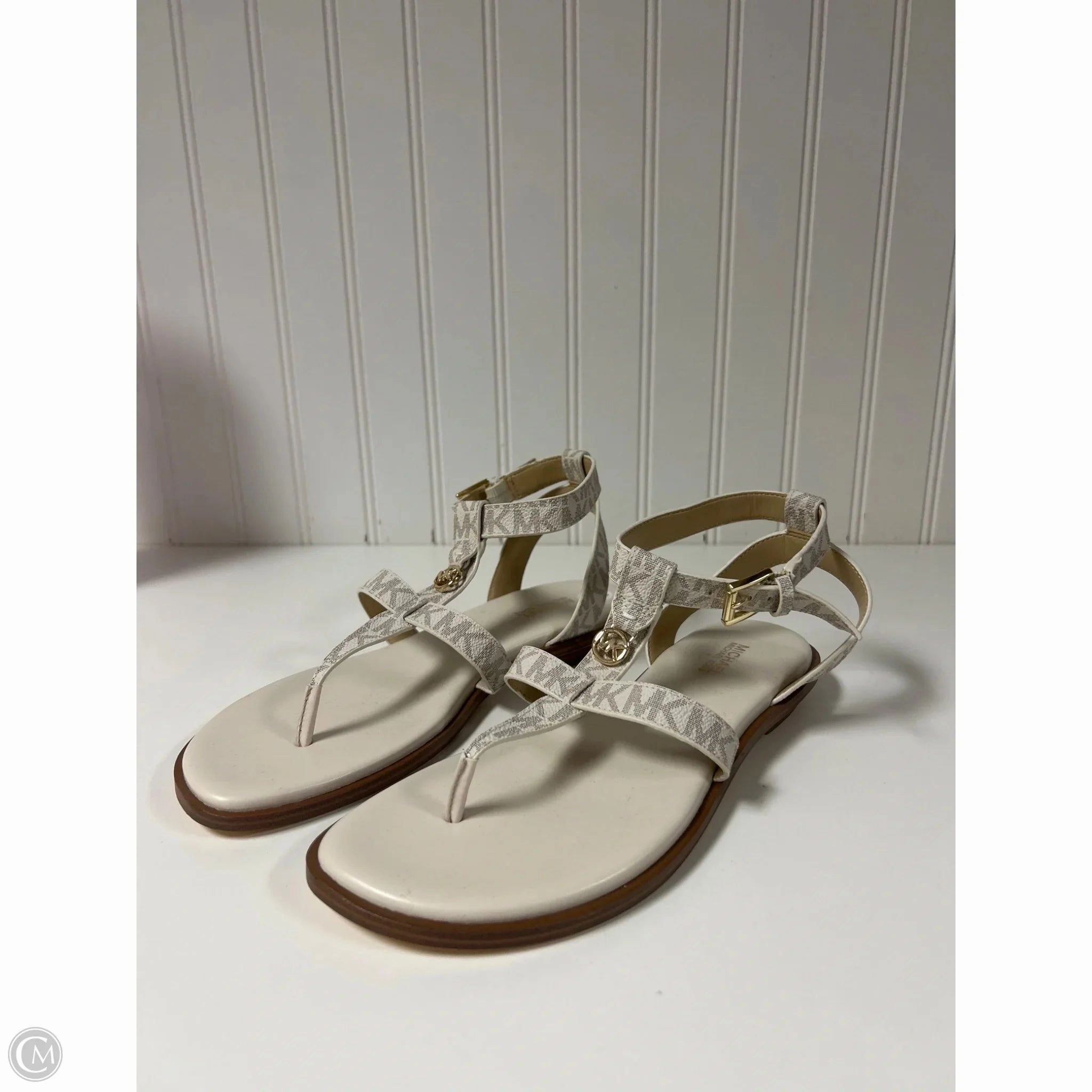 Bone Aid Freeze Proof Sandals Designer By Michael Kors In White, Size: 7