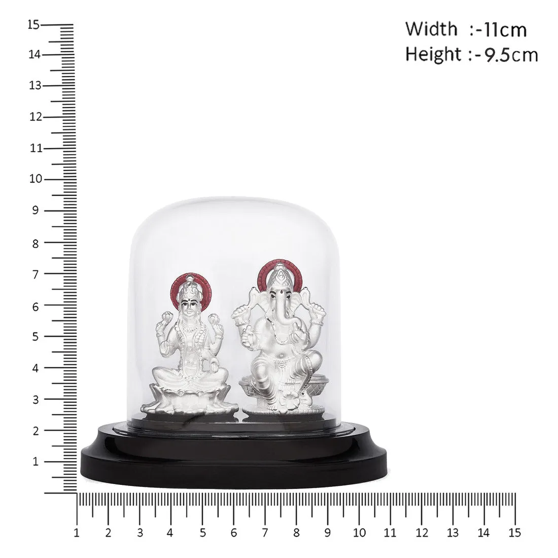 Radiant Harmony Rhodium-Plated 999 Silver Ganesh & Lakshmi Ji Idol