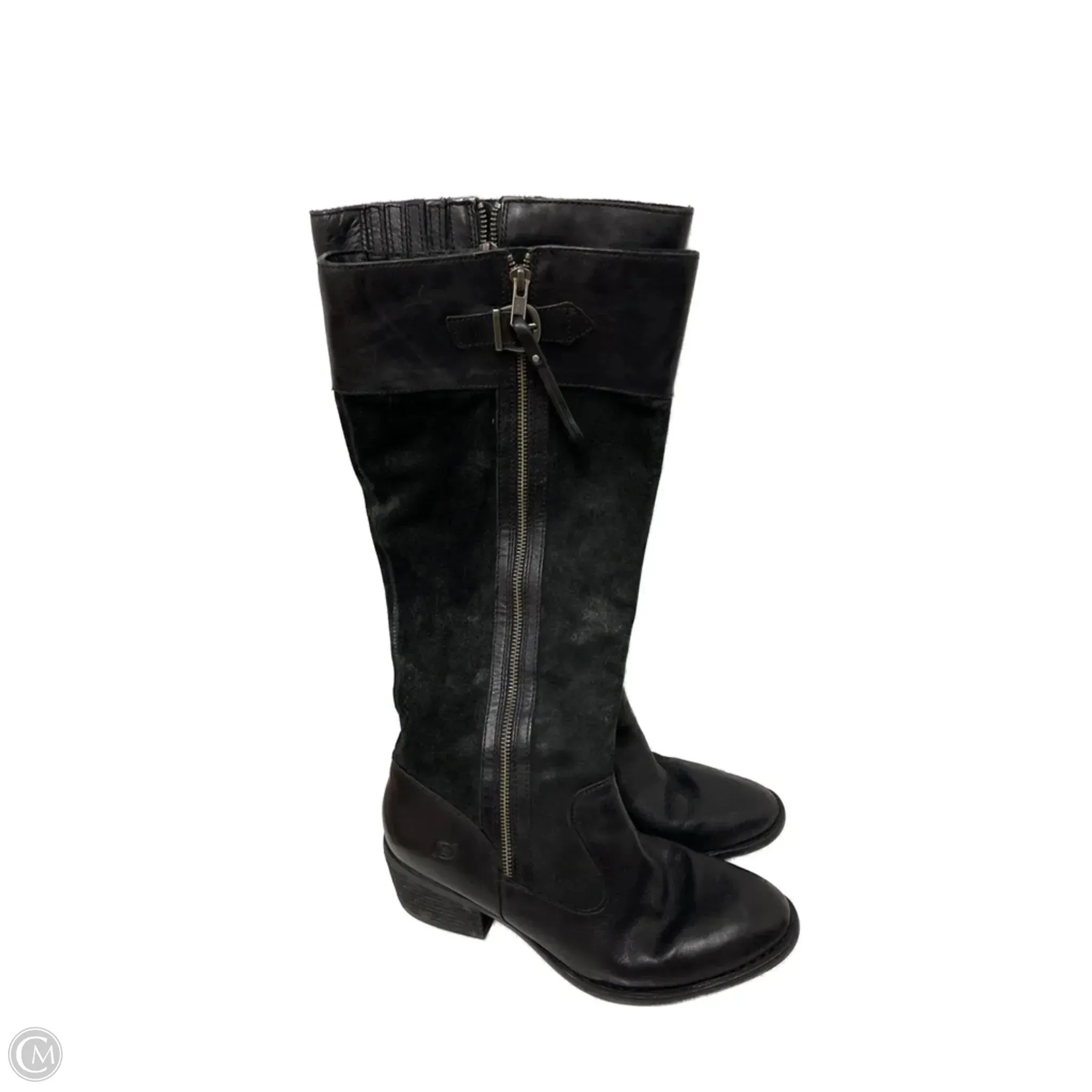 High   Performance Stable Support Snowy Path Boots Knee Heels By Born In Black, Size: 9