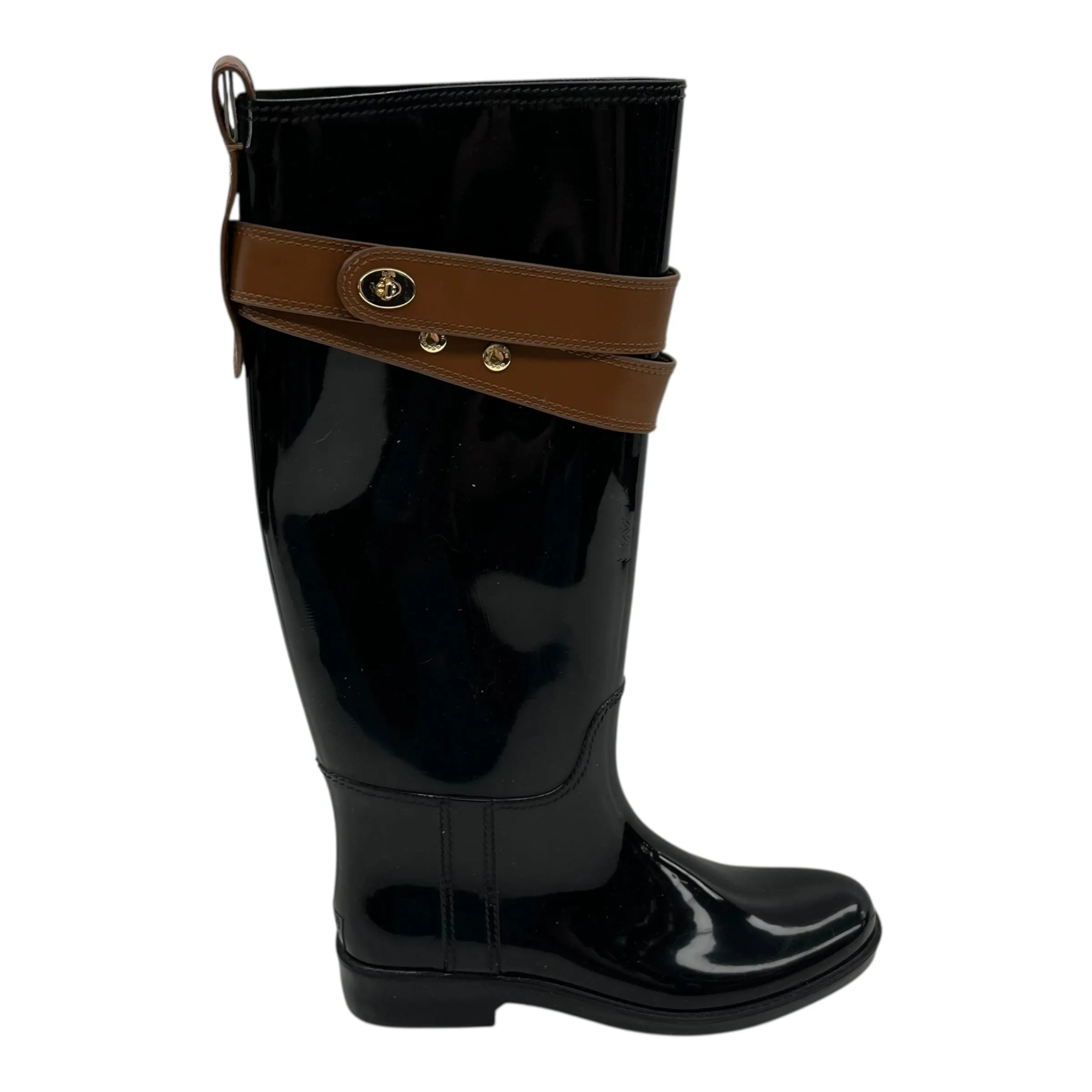 Wide Base Boots Designer By Coach In Black, Size:7