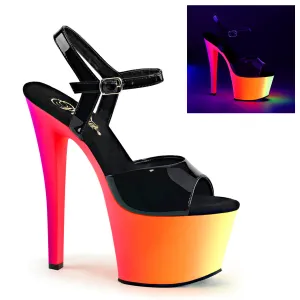 RAINBOW-309UV Pleaser Black Patent/Neon Multi Sexy Platform Shoes (Pole Dancing Heels)