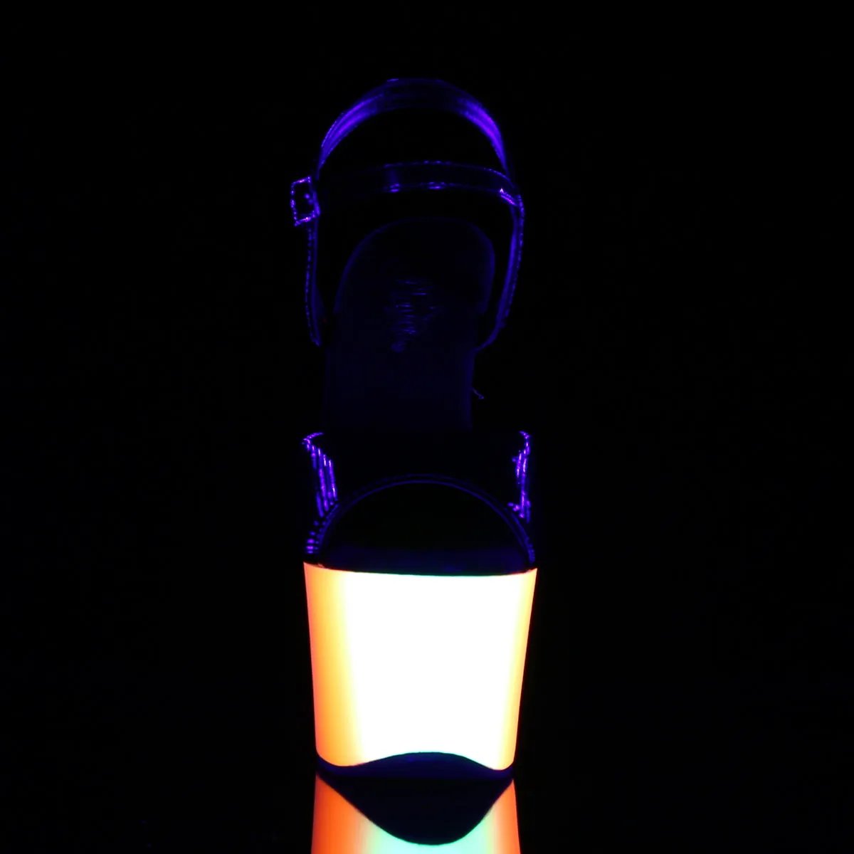 RAINBOW-309UV Pleaser Black Patent/Neon Multi Sexy Platform Shoes (Pole Dancing Heels)