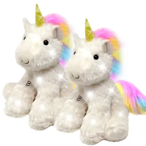 Rainbow Lites Unicorn Glow Plush LED Night Light Up Stuffed Animal 2 Pack Set