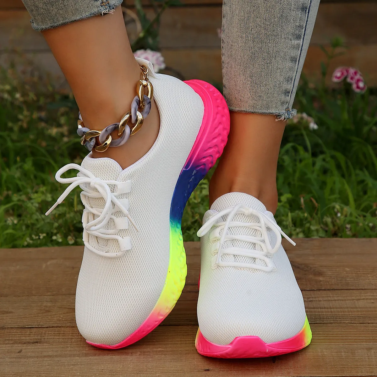 Rainbow Sole Sneakers