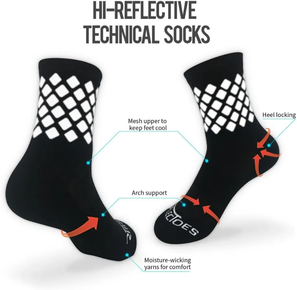 Reflective Socks - High Visibility Cycling and Running Socks for Night Runners, Bikers, and Outdoor Athletes
