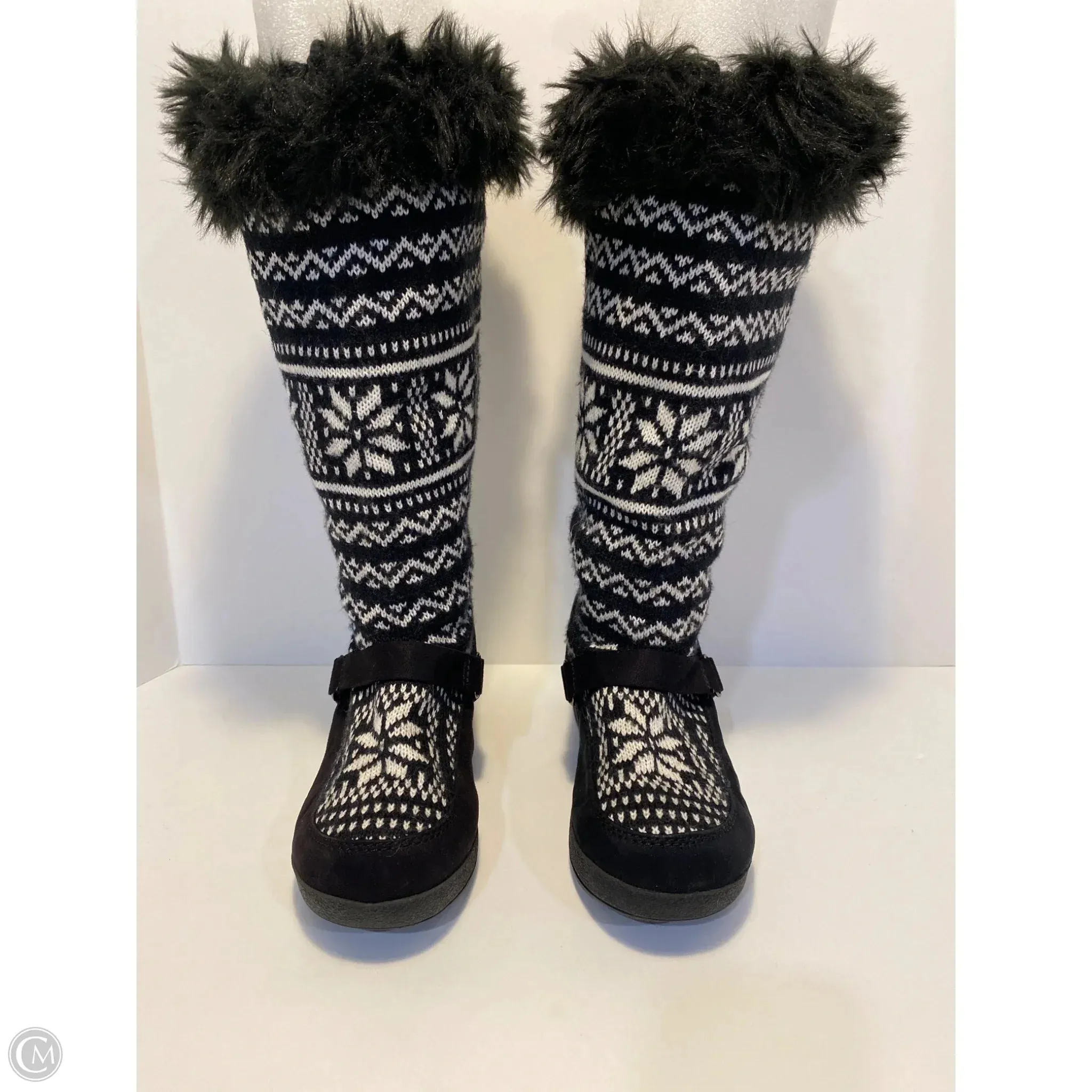 Boots Knee Heels By Clothes Mentor In Black & White, Size: 9 Energy return Quick Fit