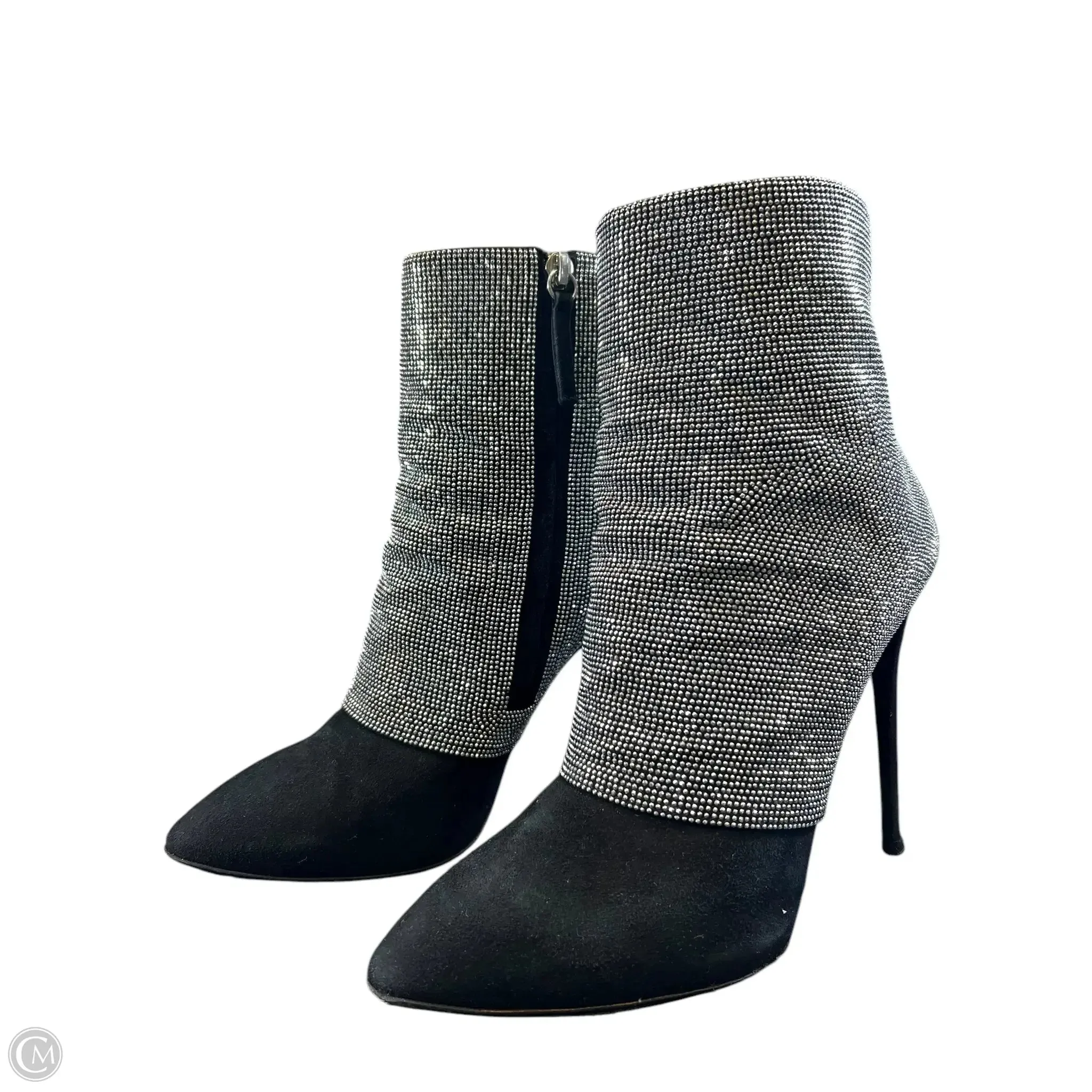 Boots Designer By Giuseppe Zanotti In Black & Silver, Size: 8.5 Wide Base Stabilization Easy Flow