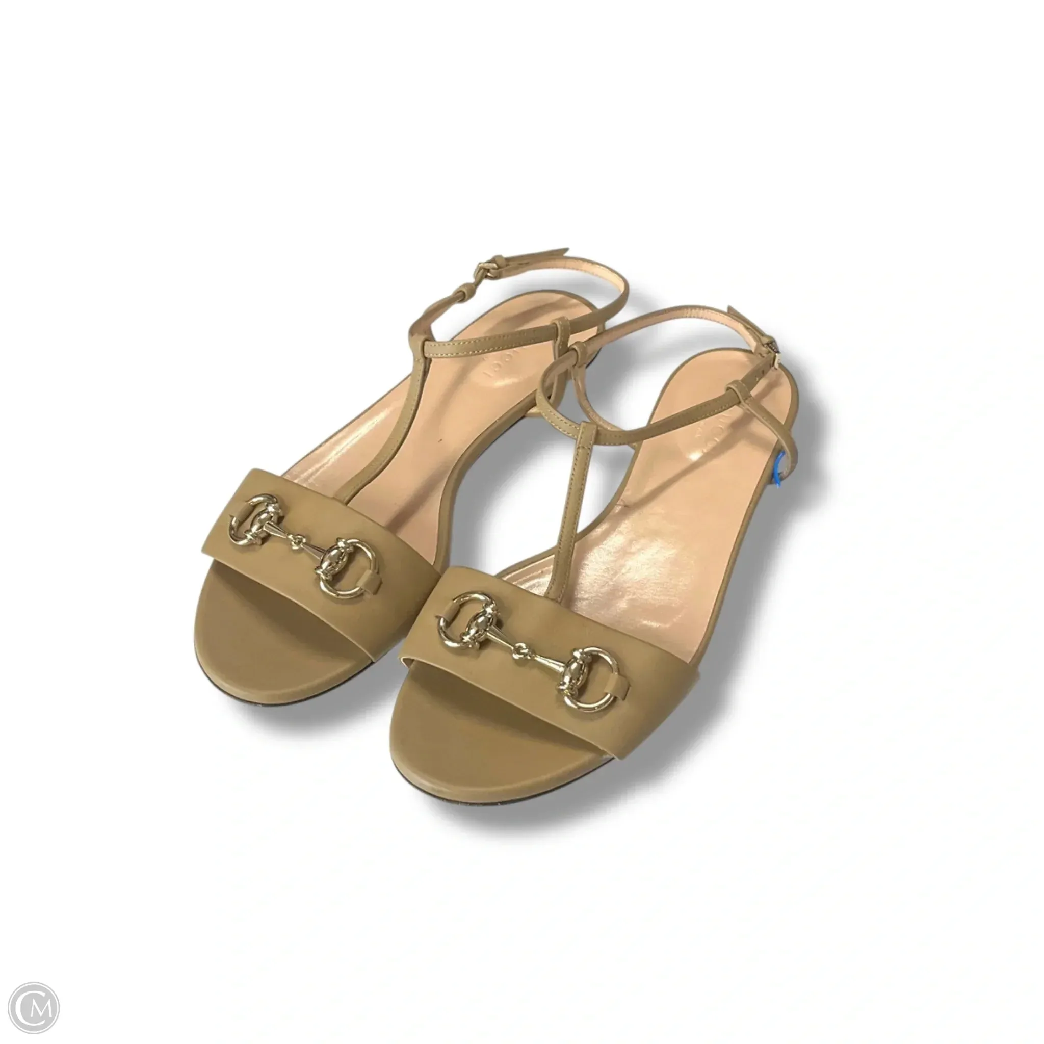 Height Plus Sandals Luxury Designer By Gucci In Taupe, Size: 7.5