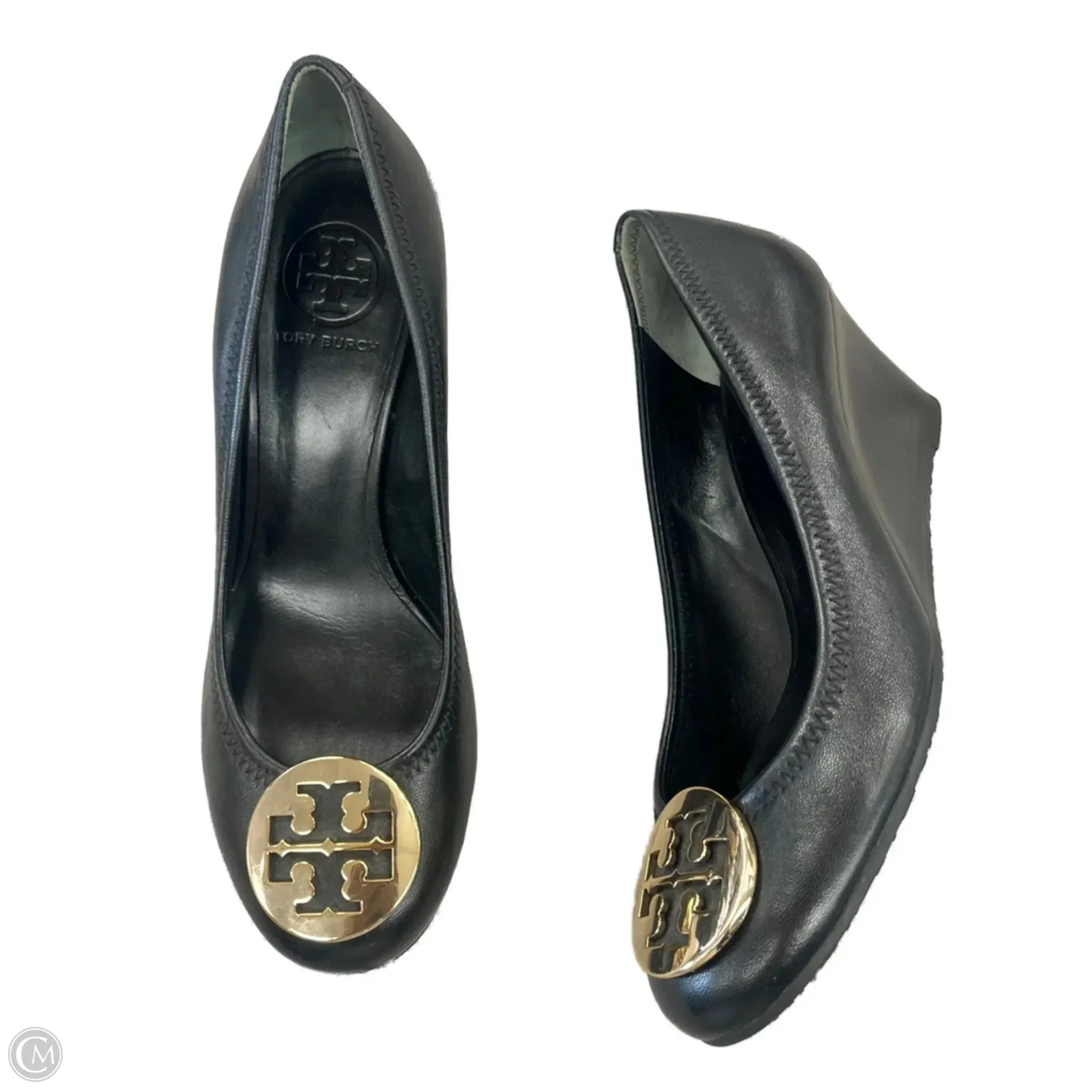 Shoes Designer By Tory Burch In Black & Gold, Size: 7.5 Game Ready
