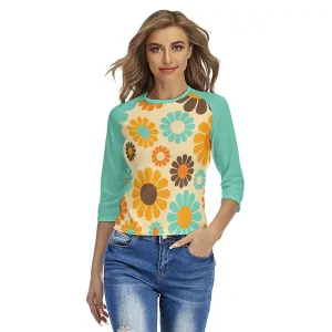 Retro Raglan Shirt, Raglan Tee, Raglan Shirt , Turquoise Raglan Shirt Women, Mod 60s,70s Hippie Shirt,60s 70s inspired Shirt, Baseball Shirt