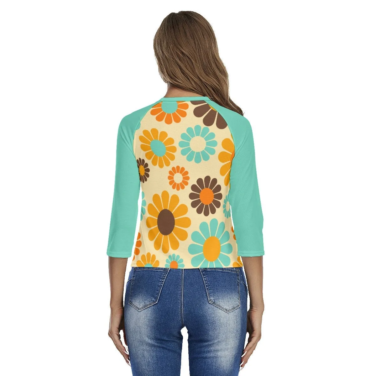 Retro Raglan Shirt, Raglan Tee, Raglan Shirt , Turquoise Raglan Shirt Women, Mod 60s,70s Hippie Shirt,60s 70s inspired Shirt, Baseball Shirt