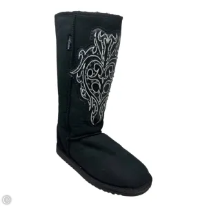 Rhinestone Fur Lined Boots Knee Flats By Koolaburra By Ugg In Black, Size: 9 Comfort Wrap Anti Skid