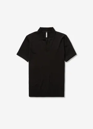 Rib Collar Tech Knit Polo Black