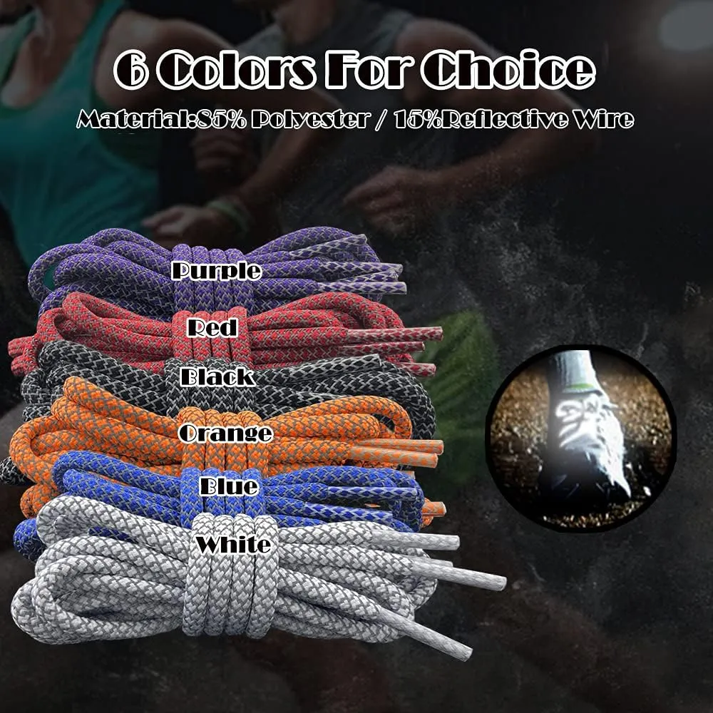 Round Shoe Laces Reflective for Sneakers 9 Different Lengths 6 Colors