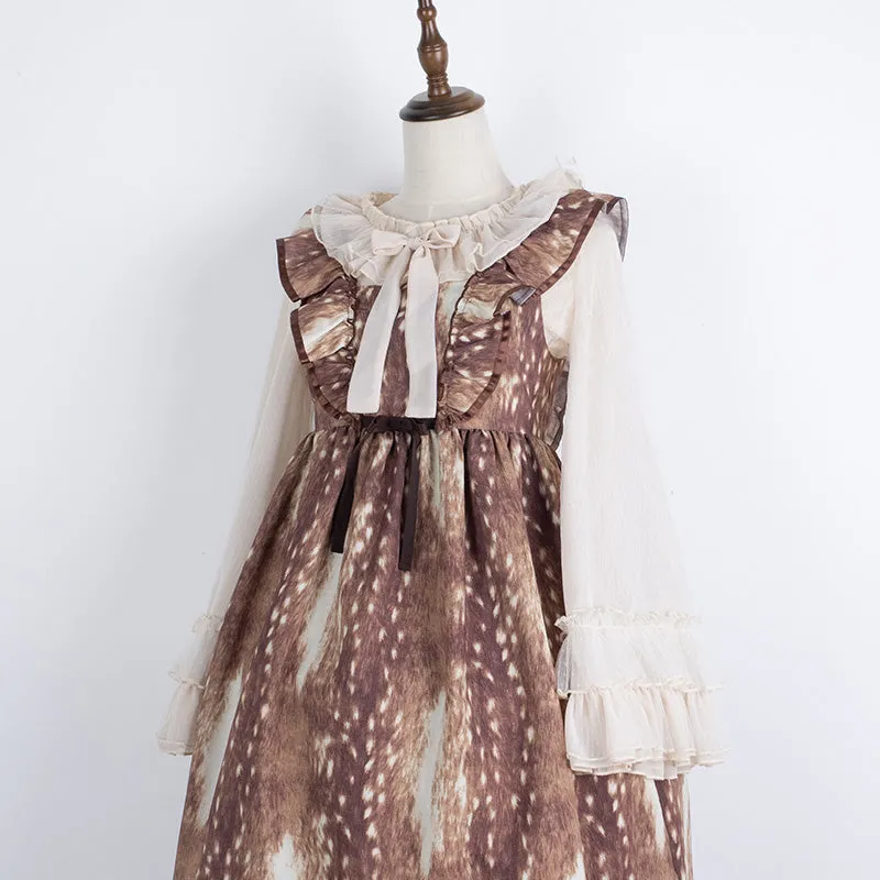 Ruffled Chiffon Blouse with Long Trumpet Sleeves