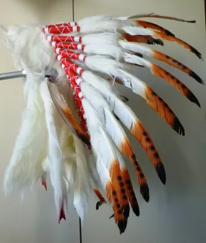 S4- Brown Feather Headdress with white fur