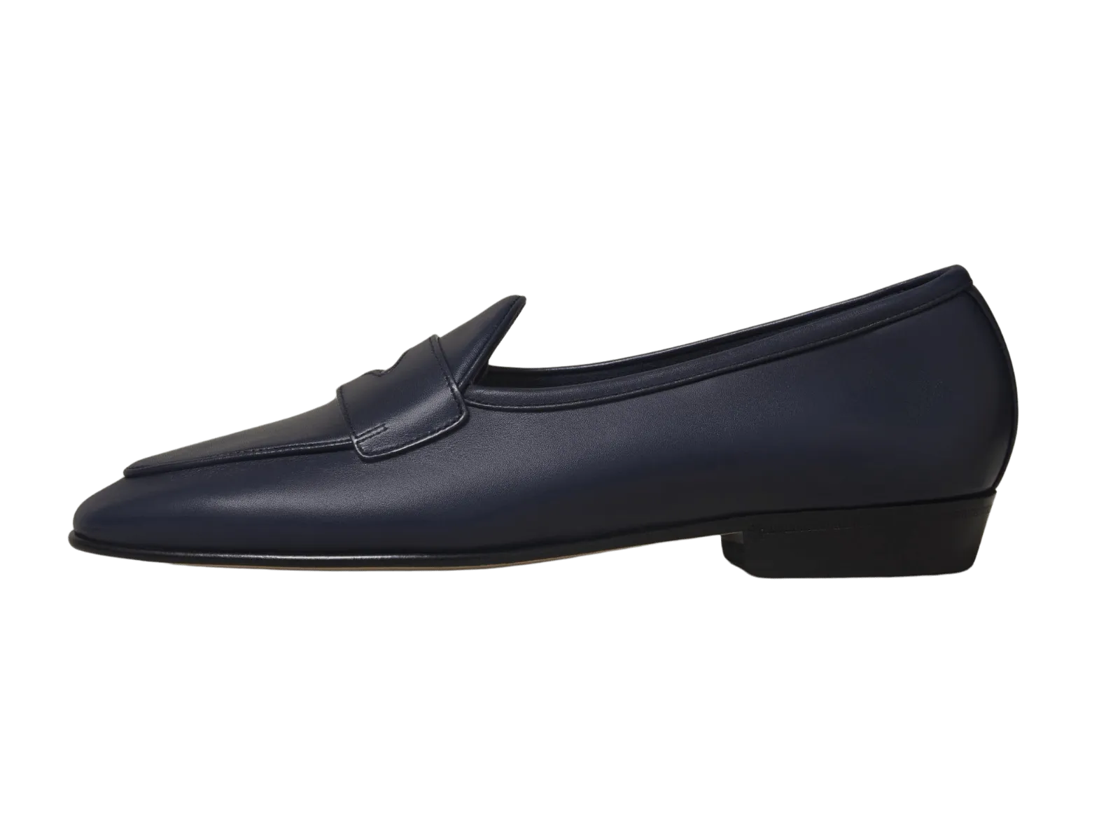 Sagan Classic Ginkgo Loafers in French Navy Drape Calf with Leather Sole