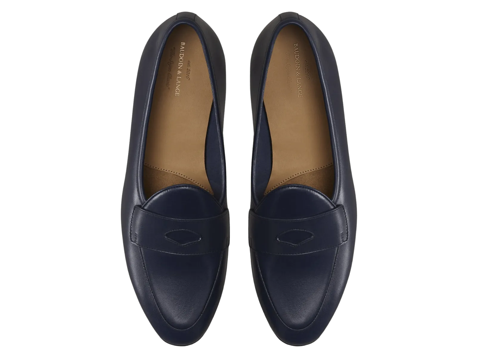 Sagan Classic Ginkgo Loafers in French Navy Drape Calf with Leather Sole
