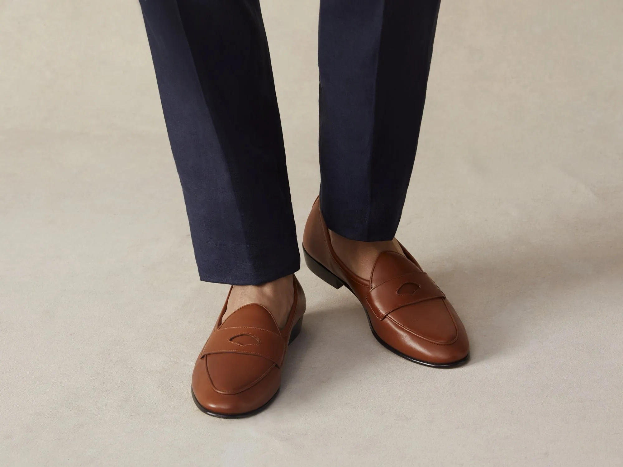 Sagan Classic Ginkgo Loafers in Tan Drape Calf with Leather Sole
