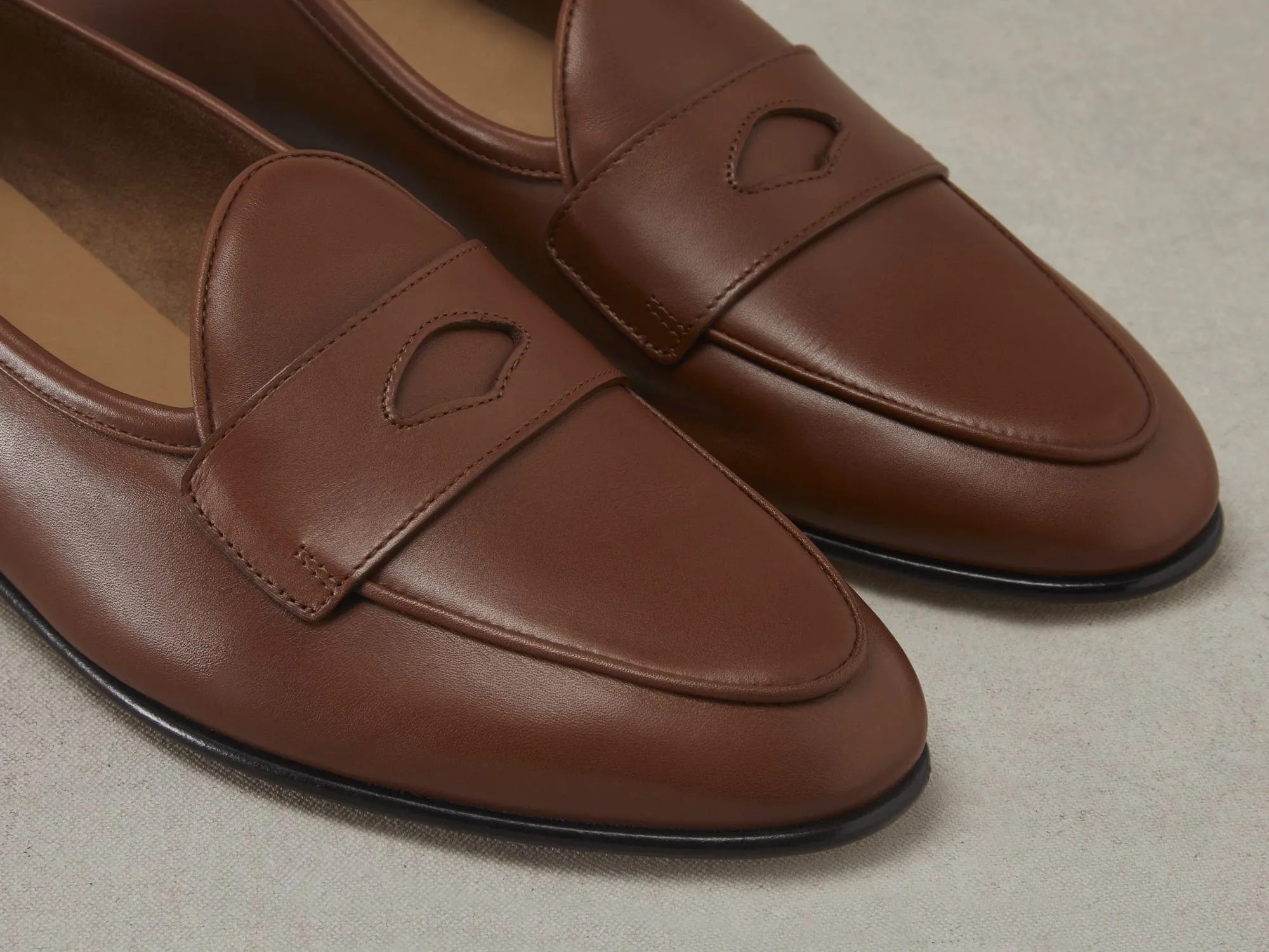 Sagan Classic Ginkgo Loafers in Tan Drape Calf with Leather Sole
