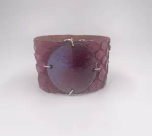 SALE Plums on Bordeaux Anaconda skin narrow Enamel Cuff
