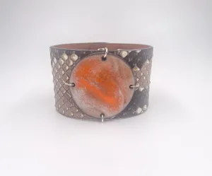 SALE Sherbet on Natural Python skin narrow Enamel Cuff