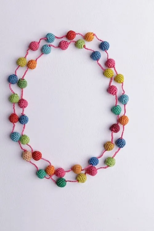 Samoolam Handmade Crochet Mela Necklace - Multicolour Small Beads