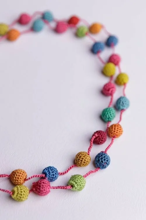 Samoolam Handmade Crochet Mela Necklace - Multicolour Small Beads