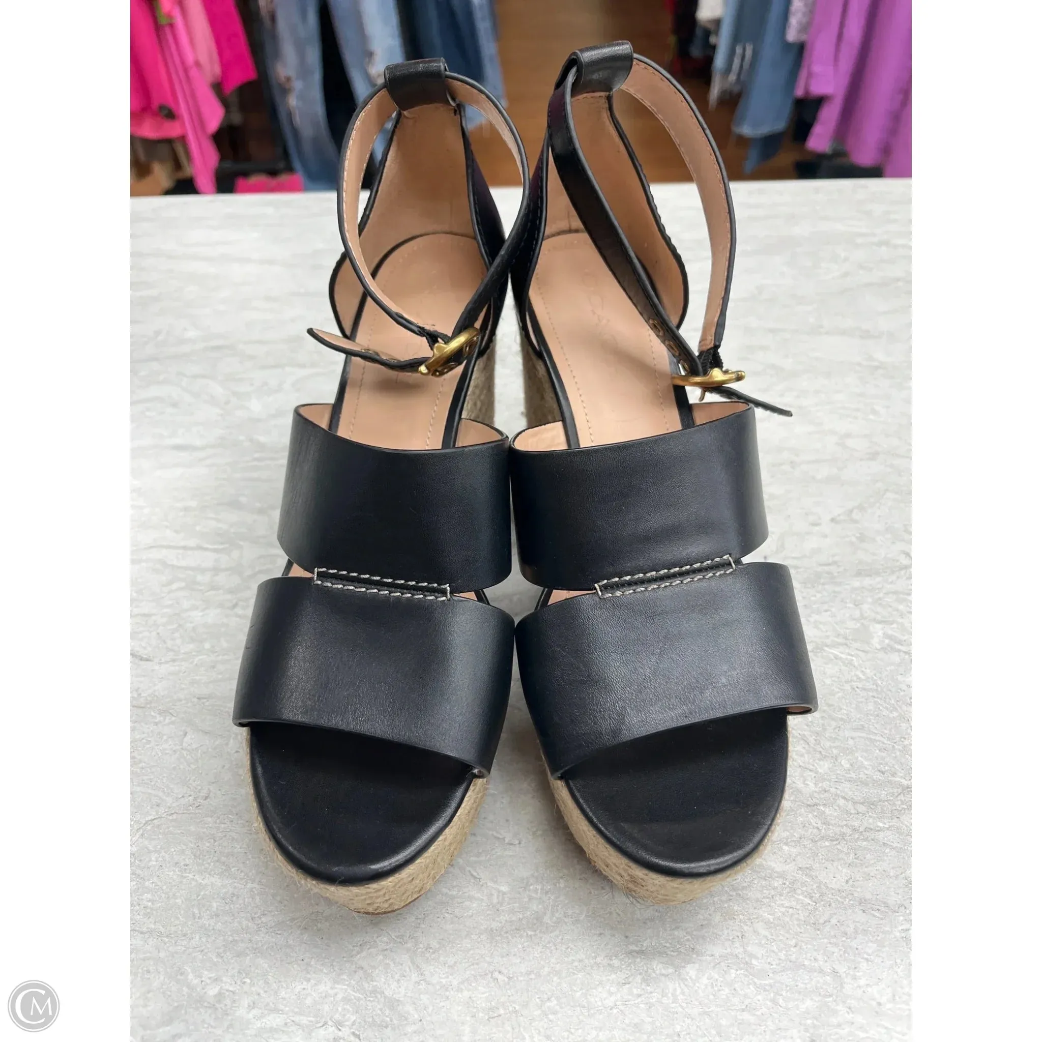 French Soft Sandals Designer By Coach In Black, Size: 10