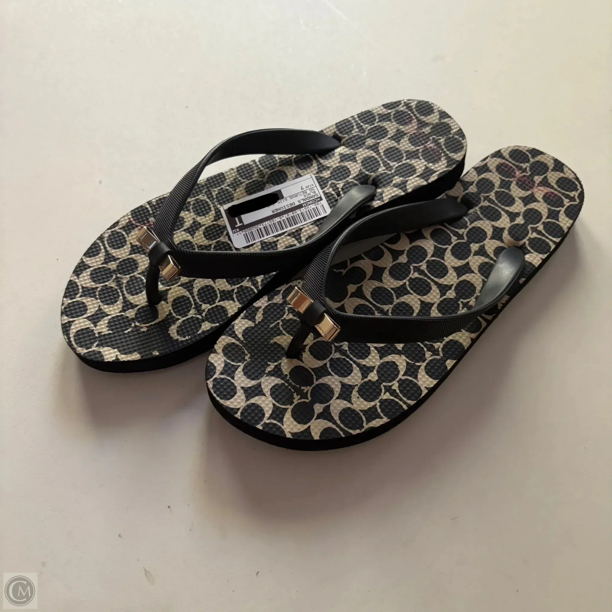 Sandals Designer By Coach In Black, Size: 7 Anti Slip