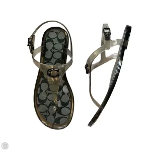 Contoured Footbed Sandals Designer By Coach In Black, Size: 7