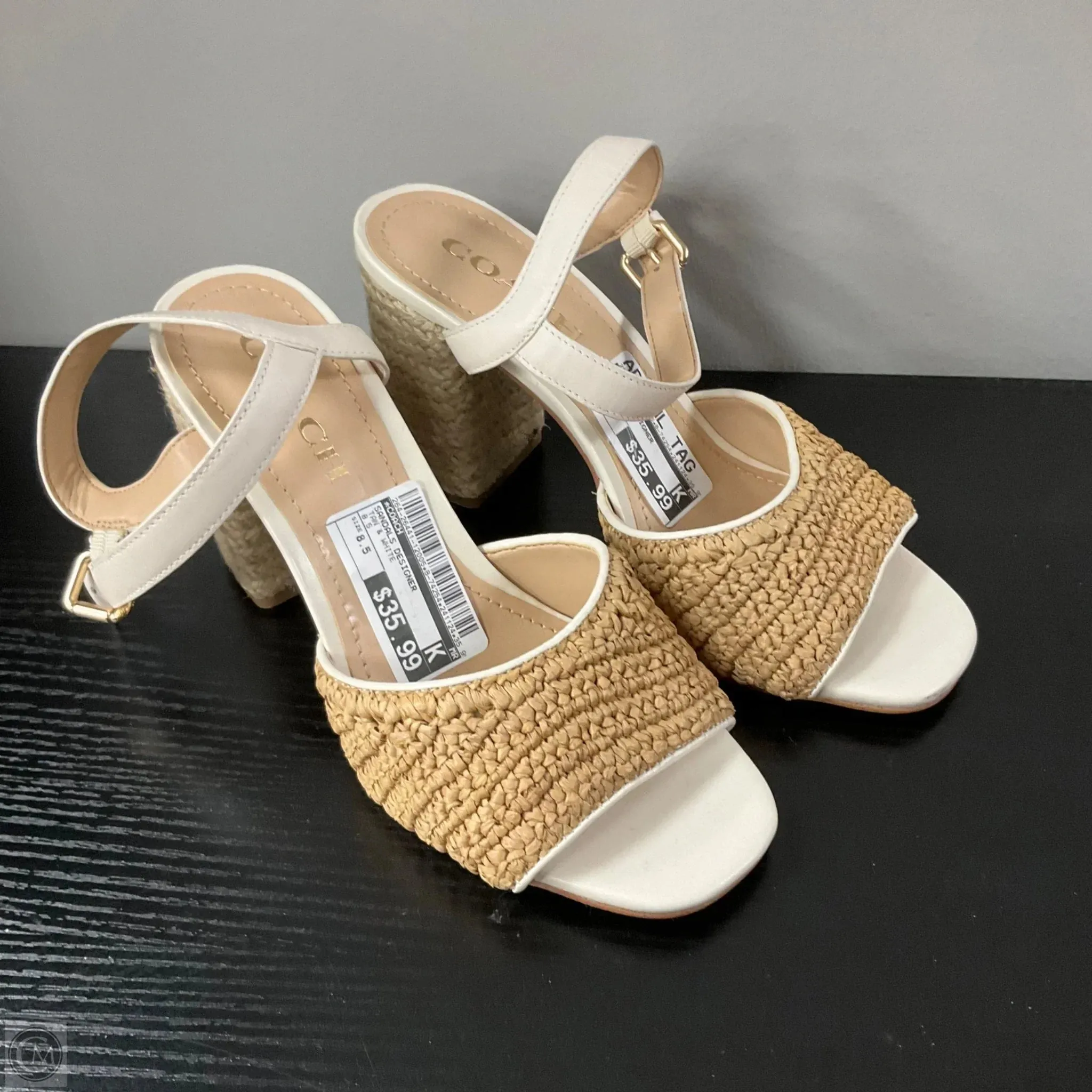 Sandals Designer By Coach In Tan & White, Size: 8.5 Nordic Tone Style Pop