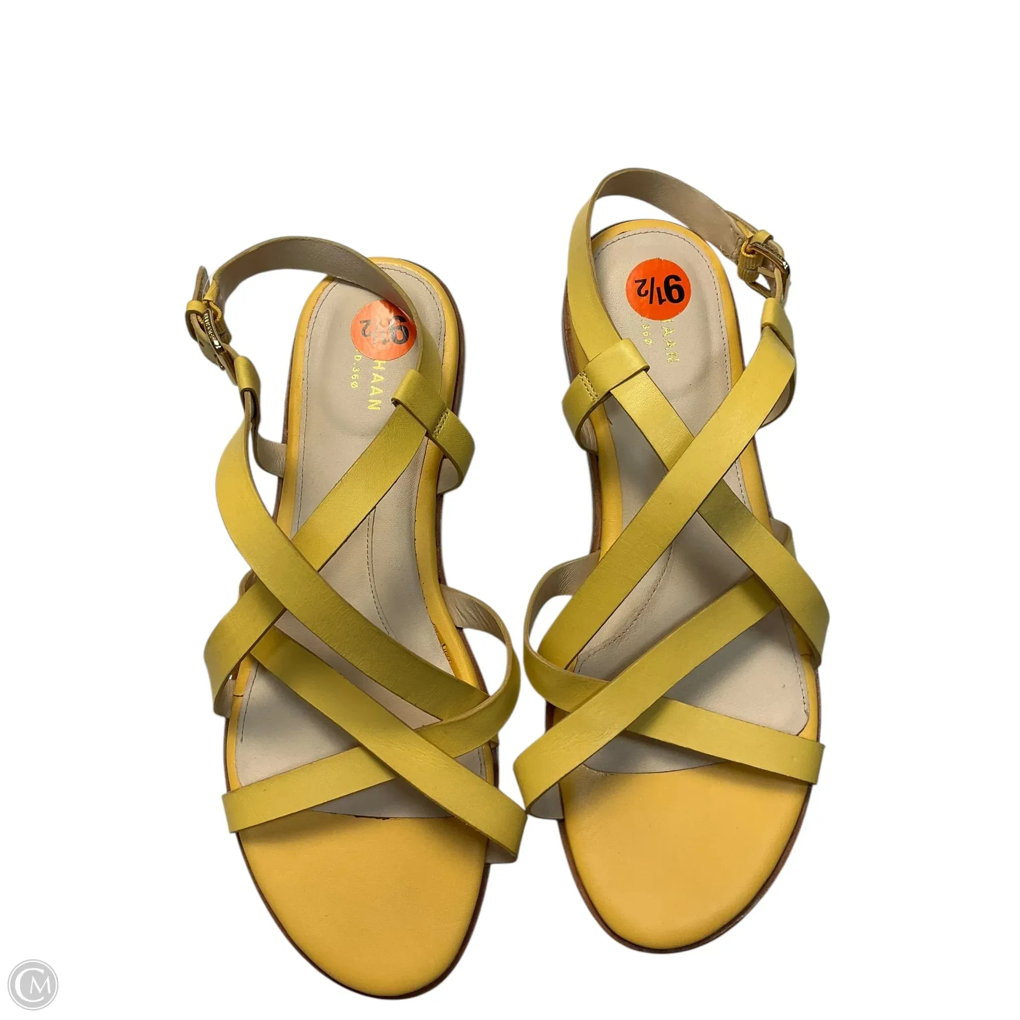 Sandals Designer By Cole-haan In Yellow, Size: 9.5 Sea Breeze Ankle wrap