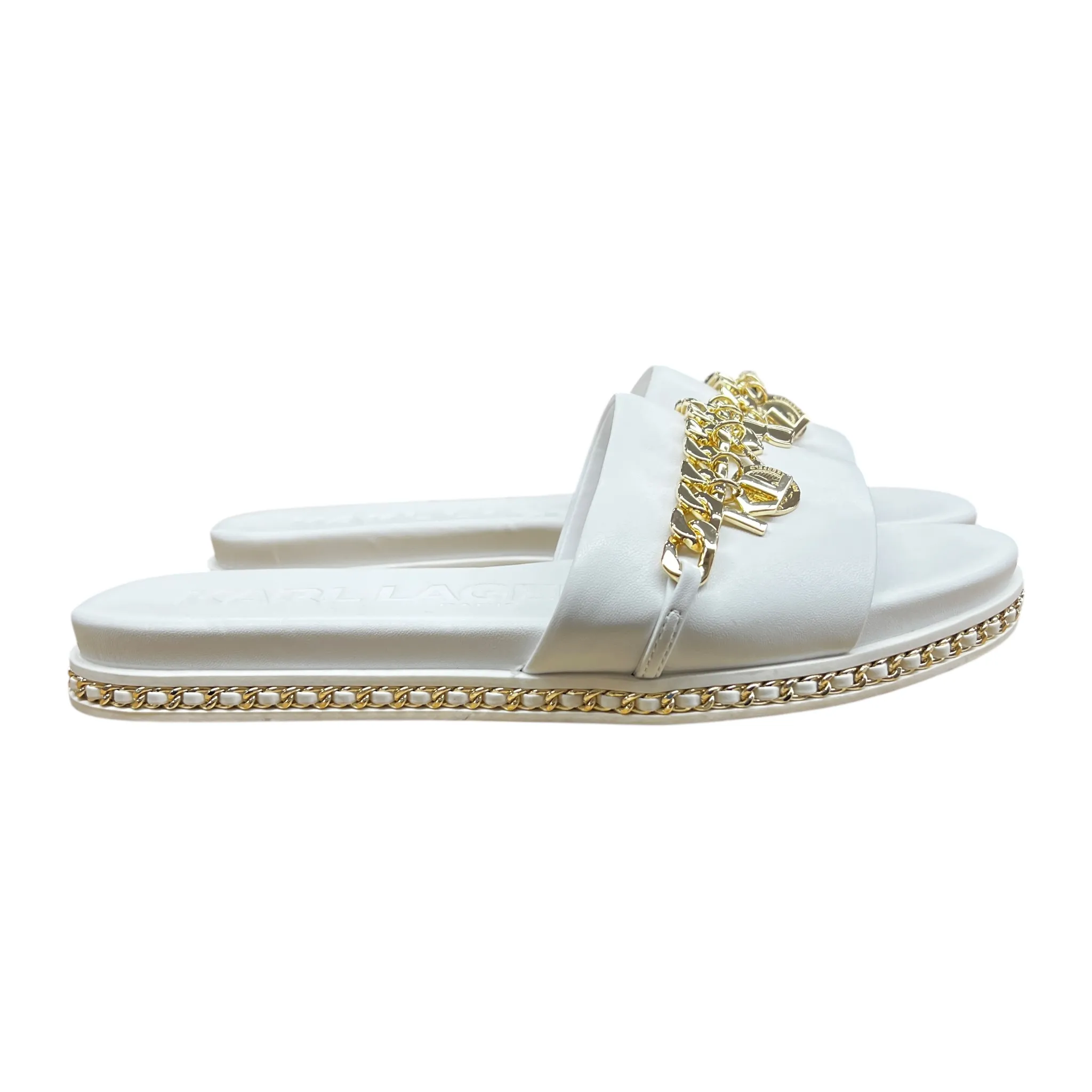 Arch Support Technology Non Slip Office Workers Sandals Designer By Karl Lagerfeld In White, Size:8