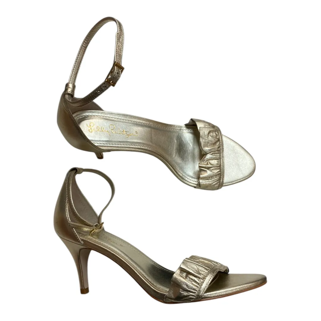 Arch Support Health Focused Camera Look Sandals Designer By Lilly Pulitzer In Gold, Size:8