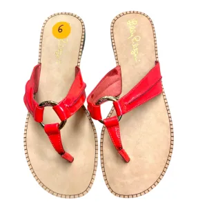 Shine Silver Sandals Designer By Lilly Pulitzer In Orange, Size: 6