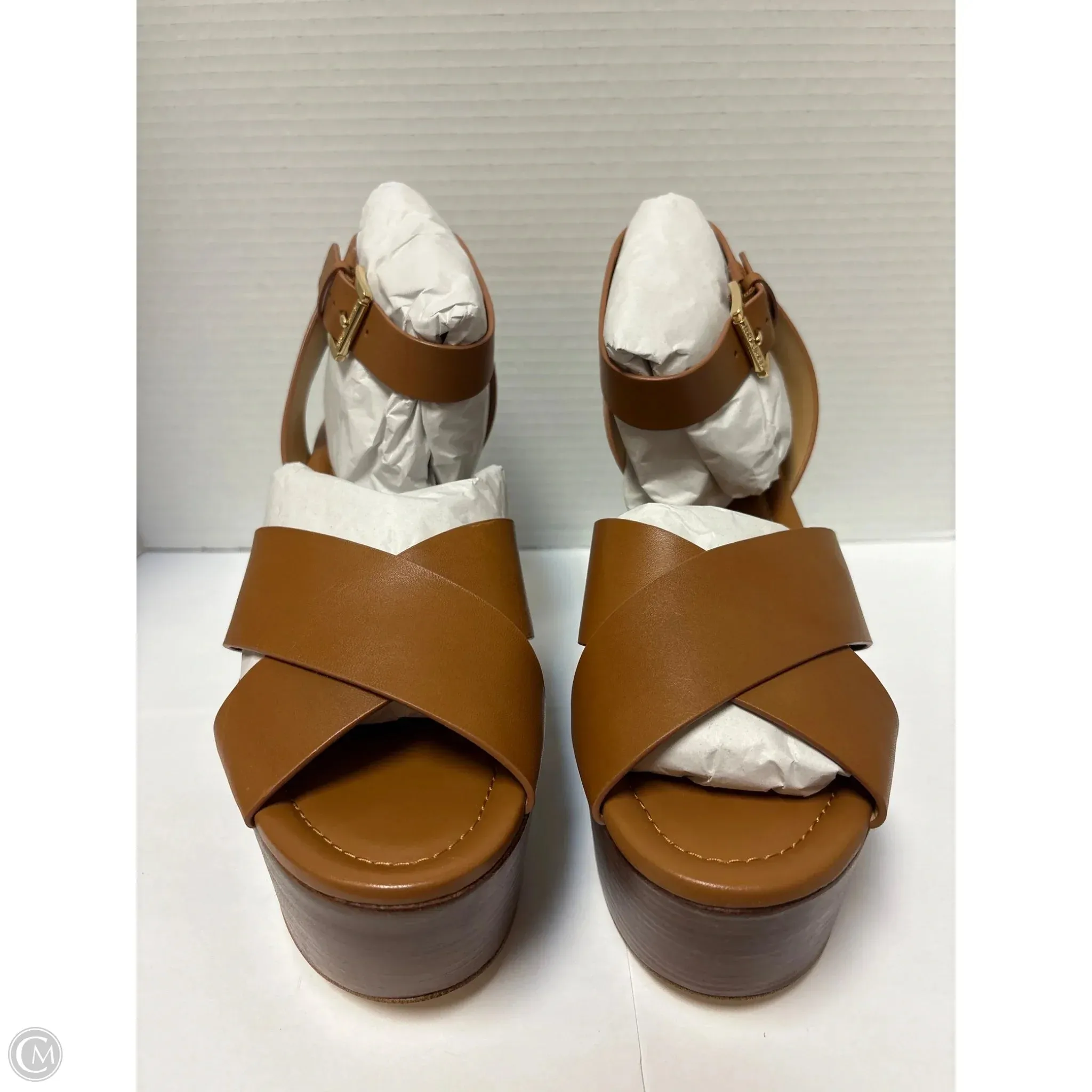 Comfort Fit Wind Chill Sandals Designer By Michael Kors In Brown, Size: 9.5