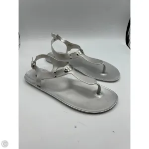 Synthetic Upper Sandals Designer By Michael Kors In Silver, Size: 11