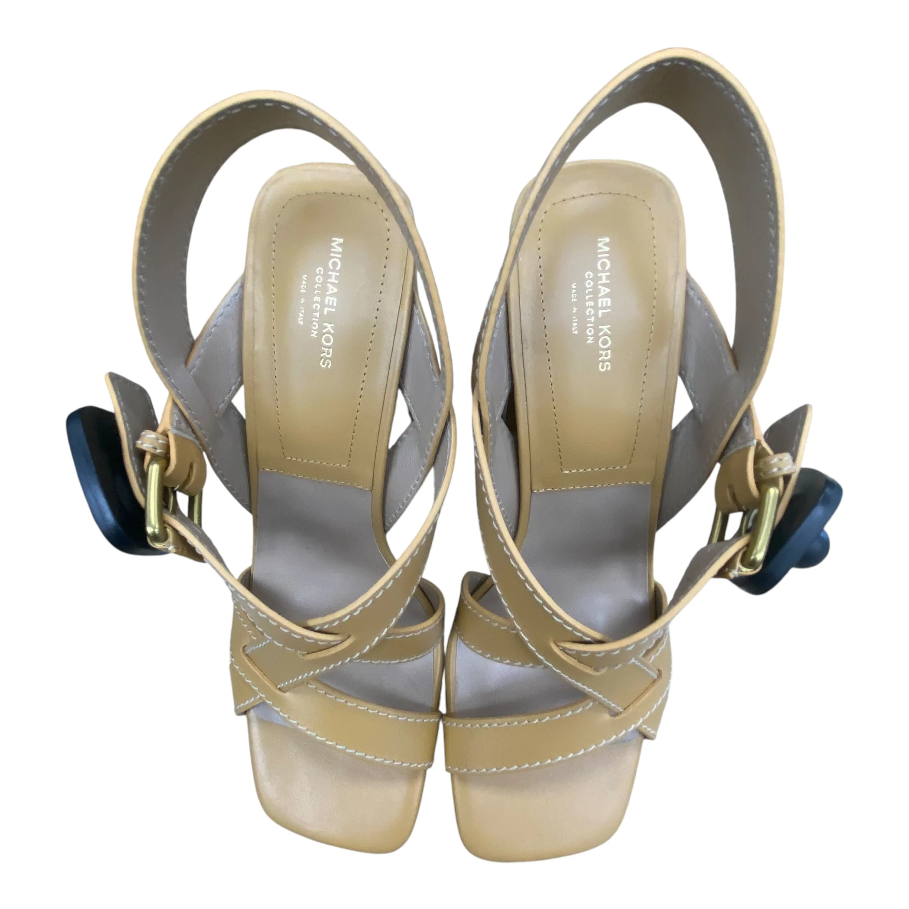 Padded Comfort Wellness Seekers Sandals Designer By Michael Kors In Tan, Size:8.5