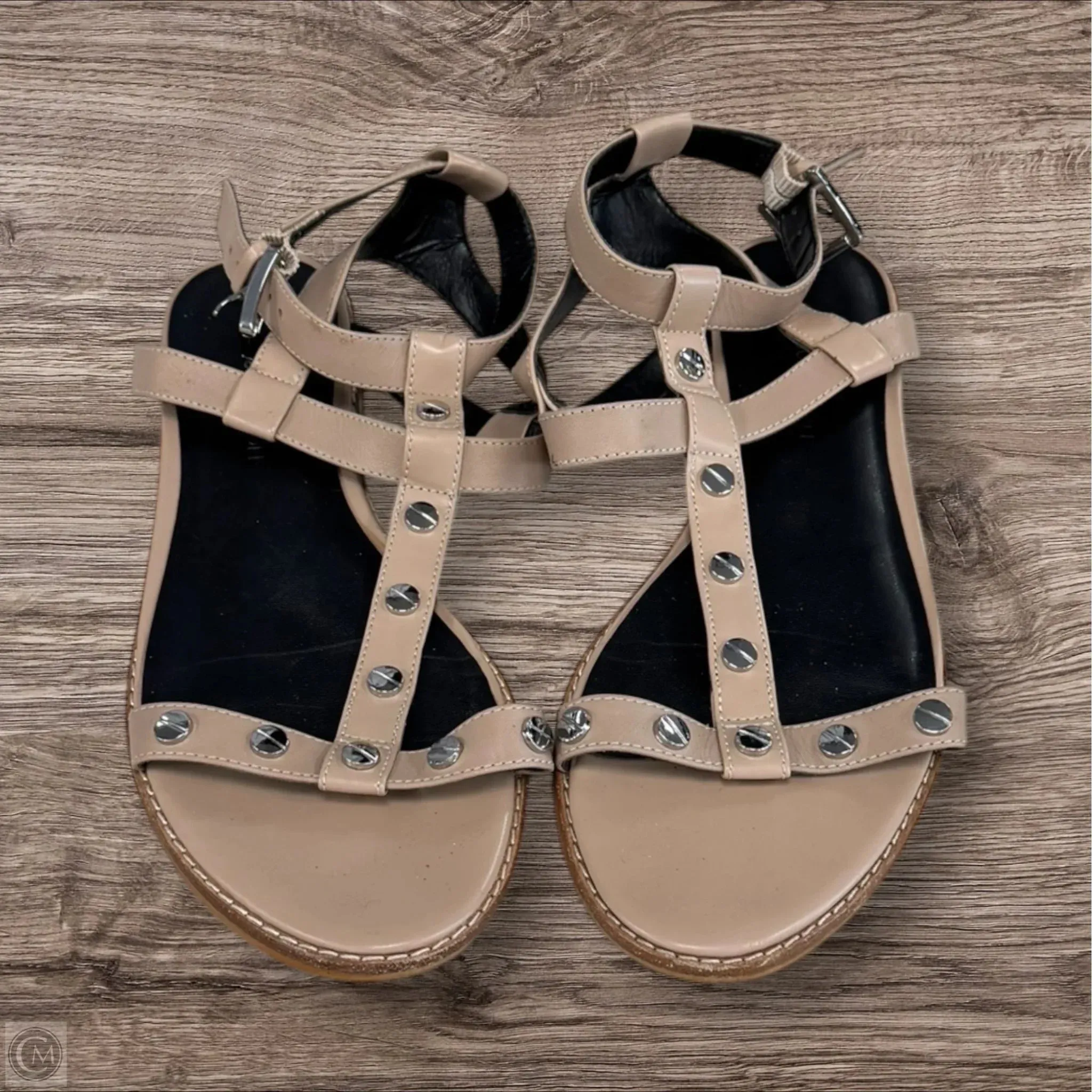 Stretch Fabric Active People Leg Slim Sandals Designer By Rebecca Minkoff In Taupe, Size: 8.5