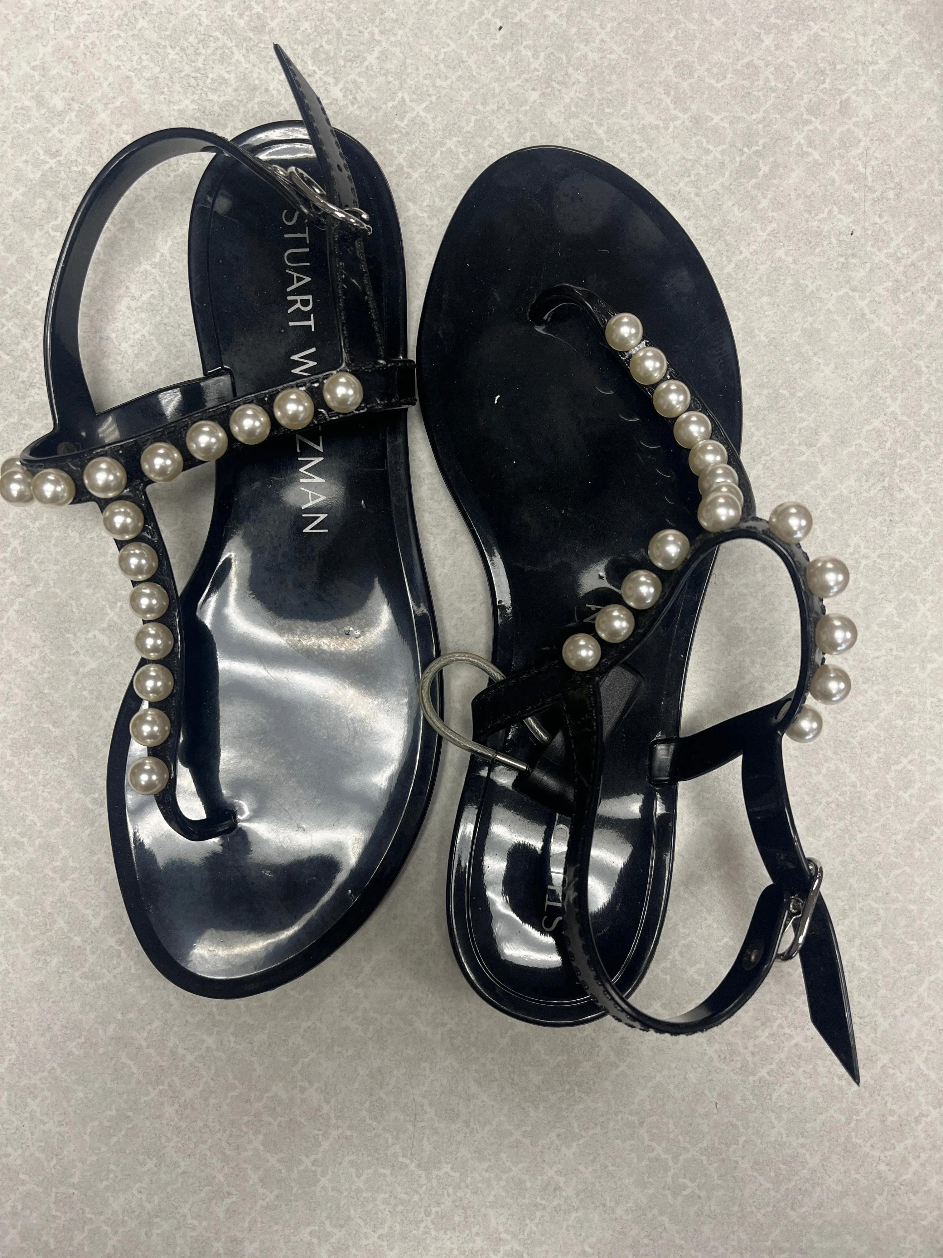 Sandals Designer By Stuart Weitzman In Black, Size:6 Quick Dry Fabric Technology Color Play