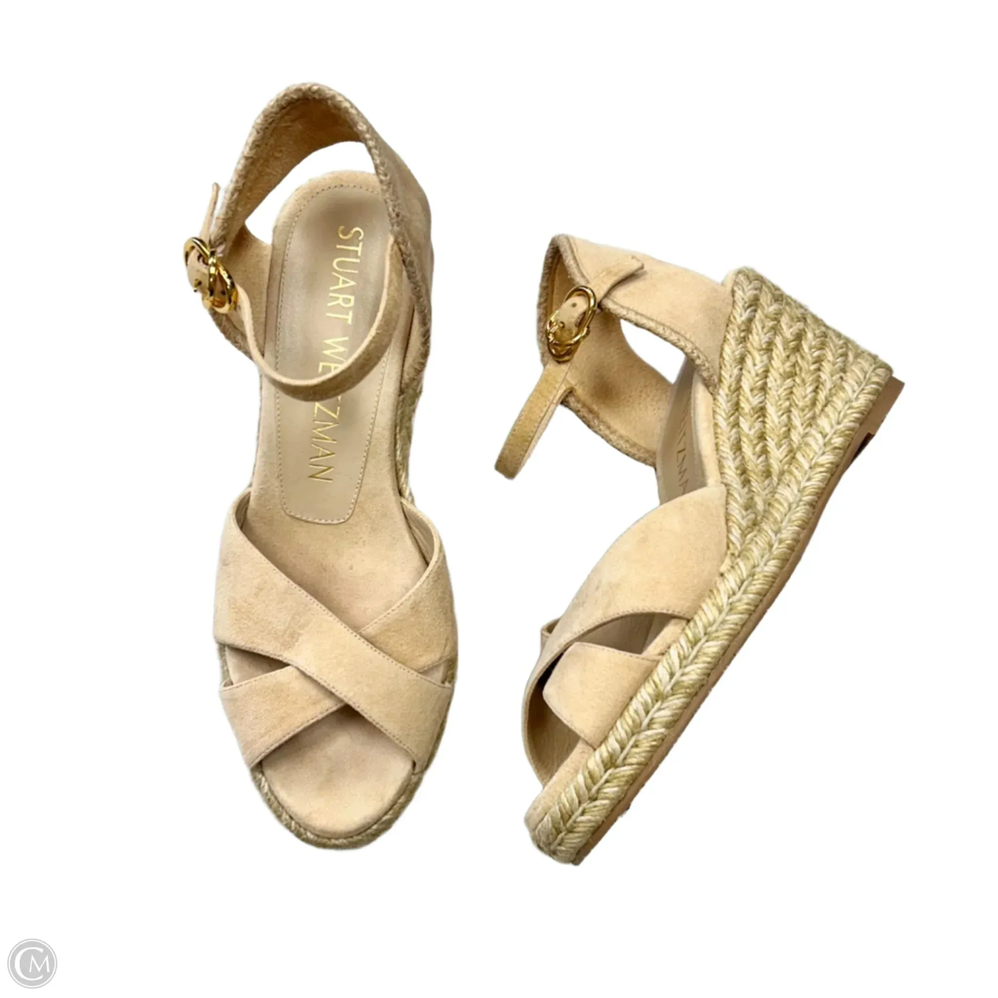 Dark Edge Sandals Designer By Stuart Weitzman In Tan, Size: 7