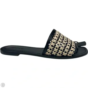 Ergonomic Cold Weather Sandals Designer By Tory Burch In Black & Cream, Size: 8.5