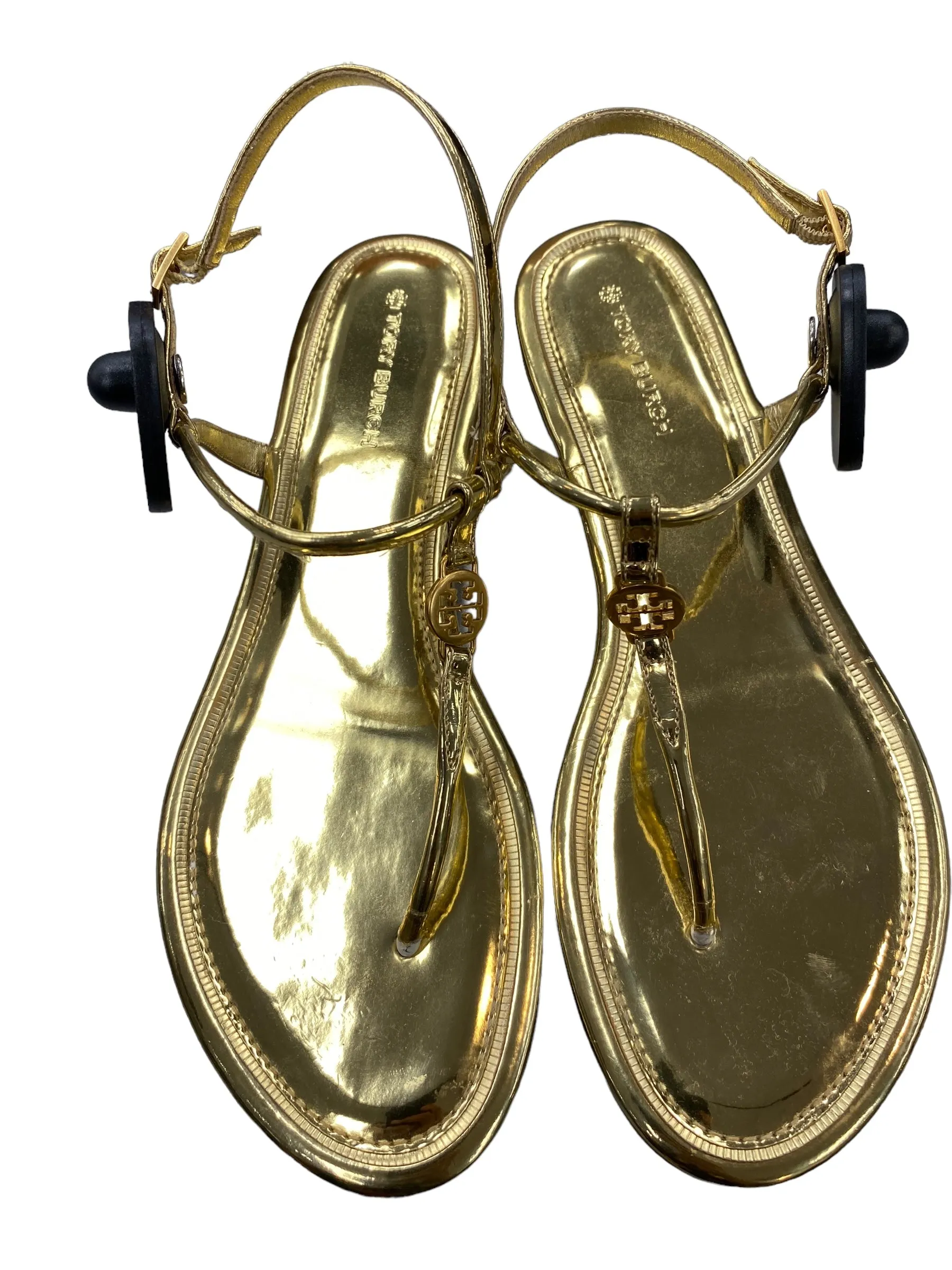 Sandals Designer By Tory Burch In Gold, Size: 8.5 Adjustable Straps