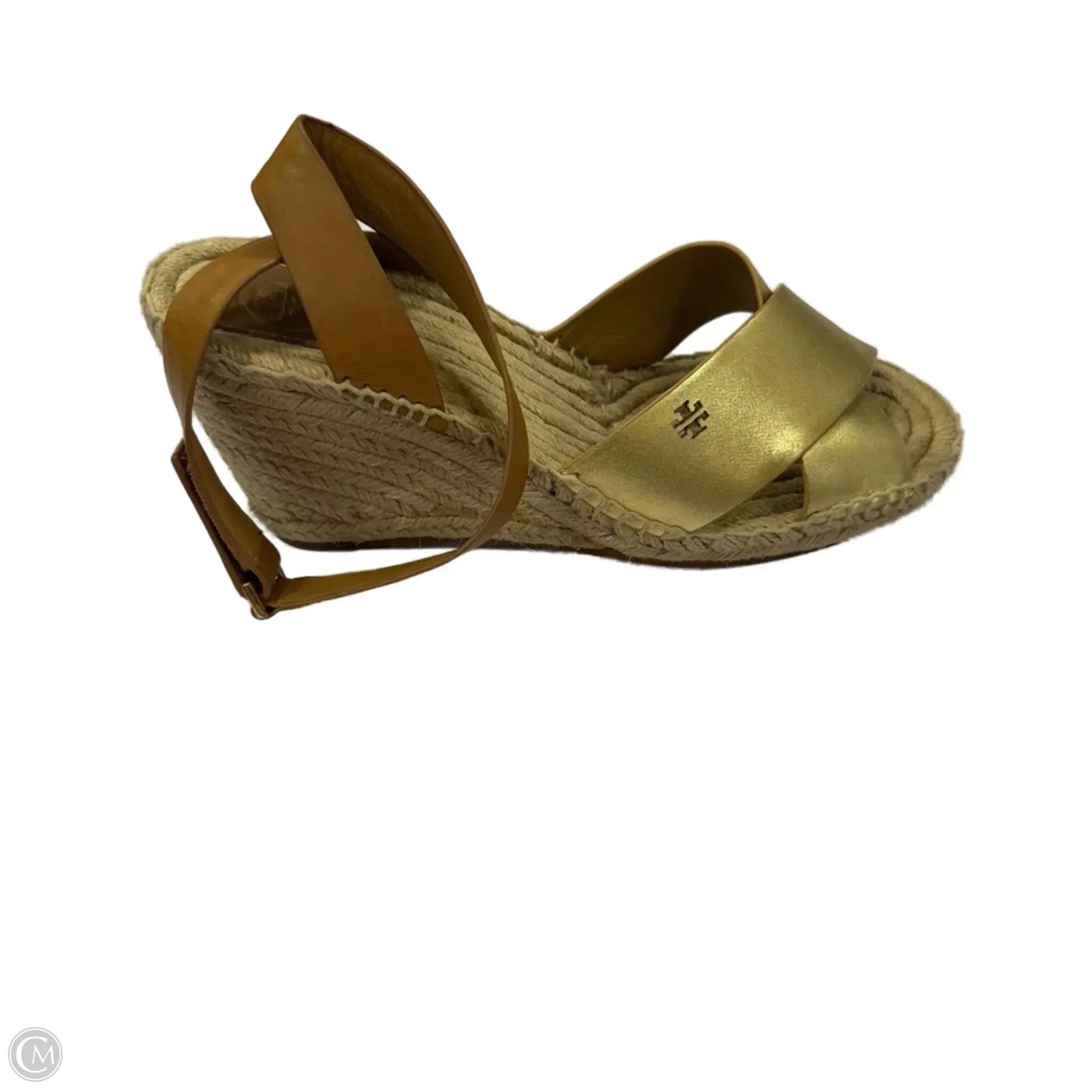 Stone Gray Sandals Designer By Tory Burch In Gold, Size: 9.5