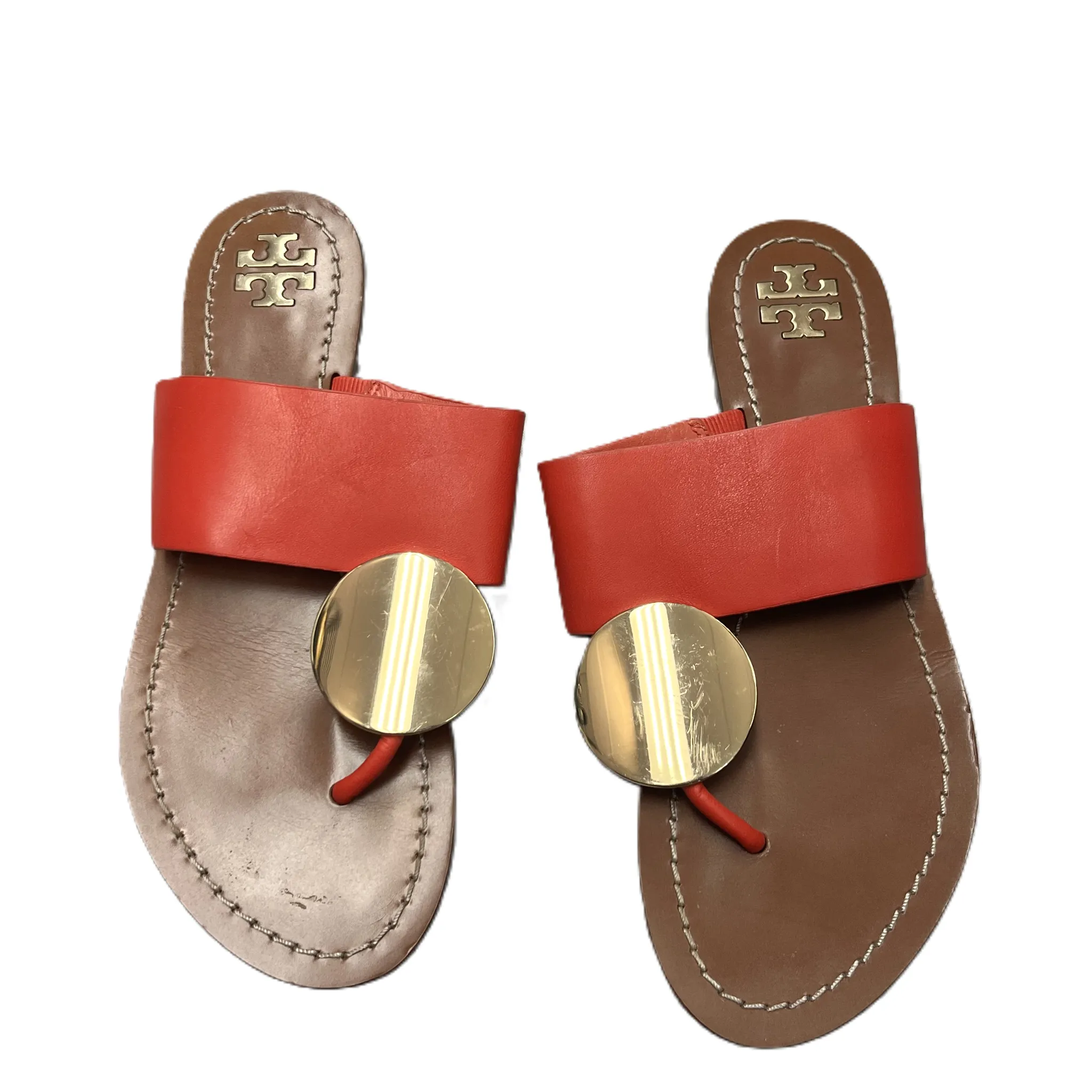 Sandals Designer By Tory Burch In Orange, Size: 6 Rolling Motion Design Shock Diffusing Plate